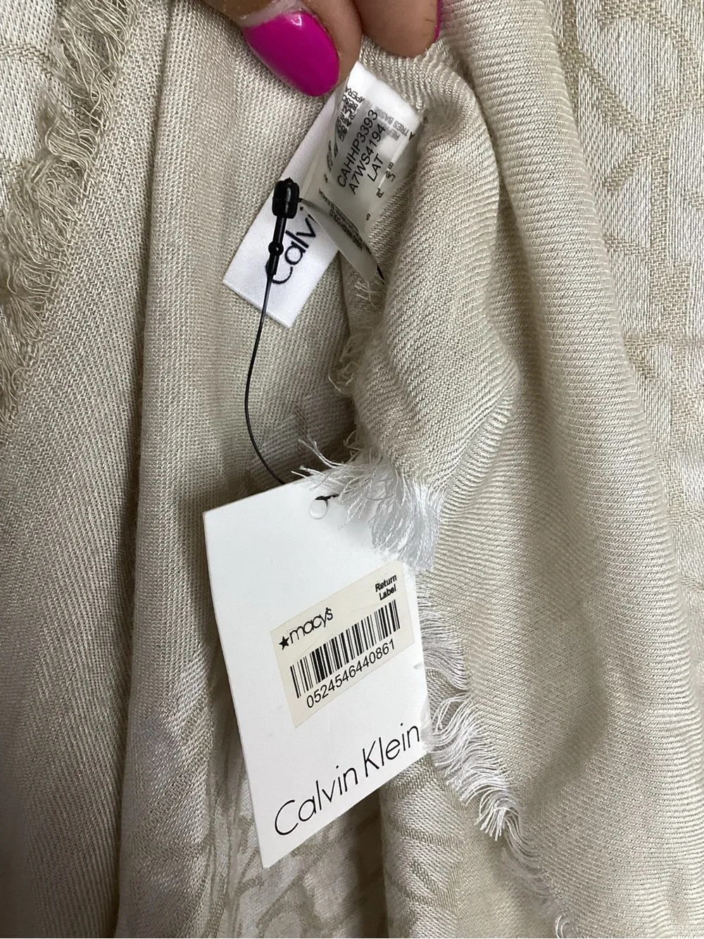 Calvin Klein Cream Logo Jacquard Scarf